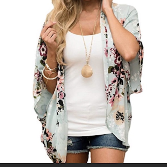 Jackets & Blazers - 🏆Boho Floral Mint Kimono
